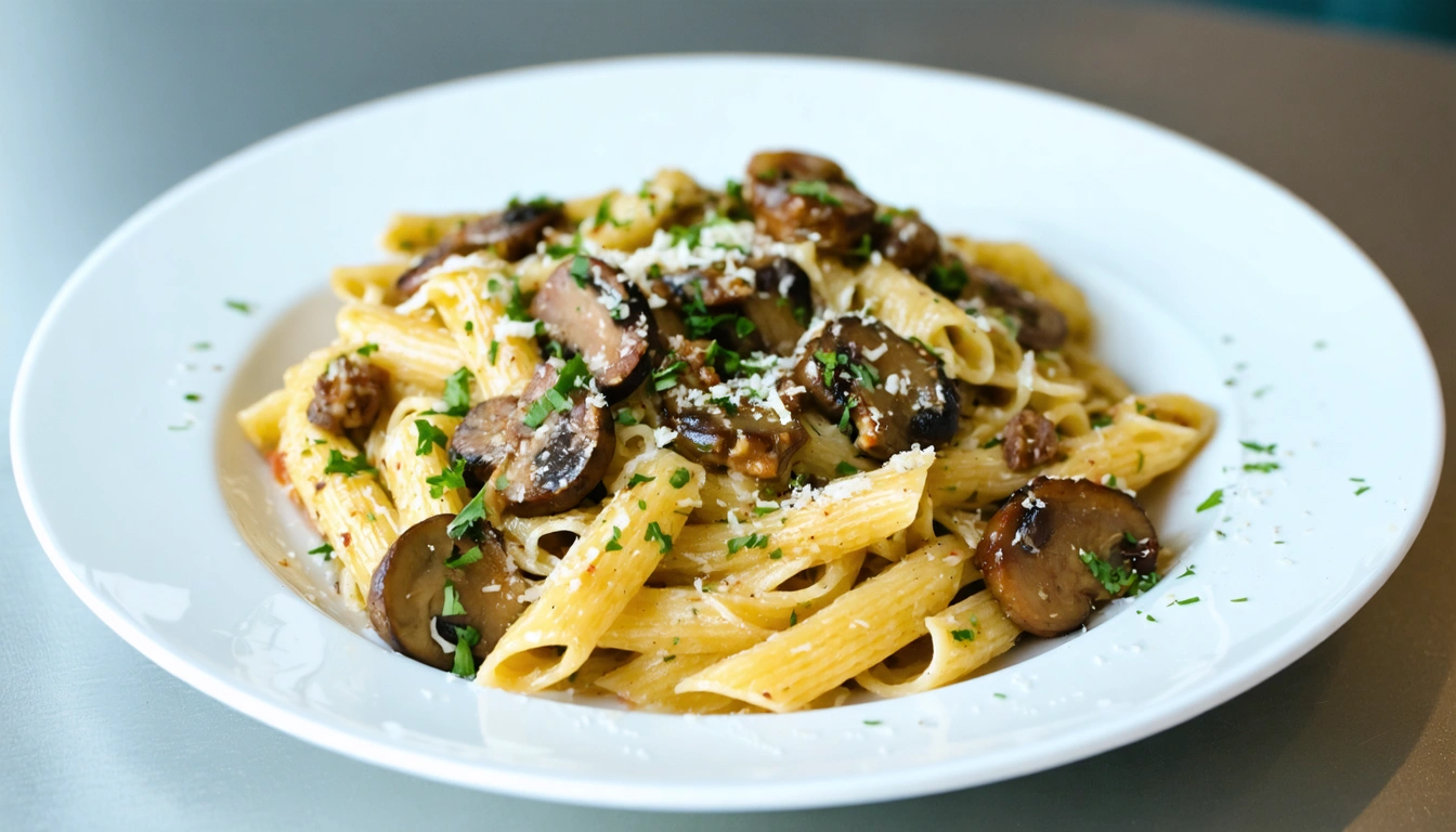 pasta con funghi e salsiccia